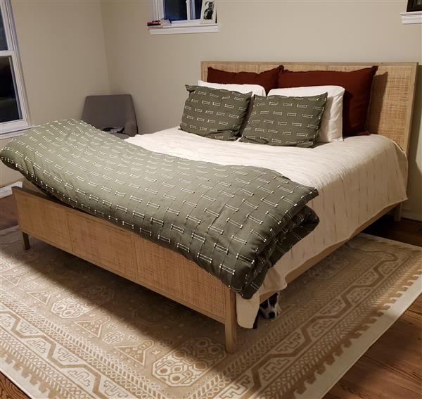 Rhian Coastal Beach Dark Brown Woven Cane Mango Wood Frame Bed - King Image 1