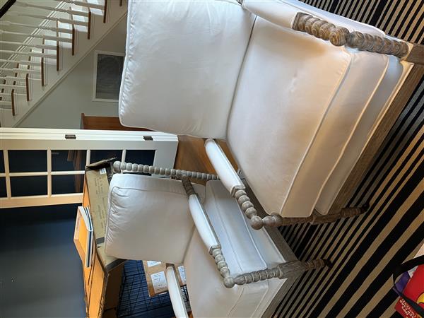 Charlize Modern Classic White Performance Oak Wood Club Arm Chair Image 1