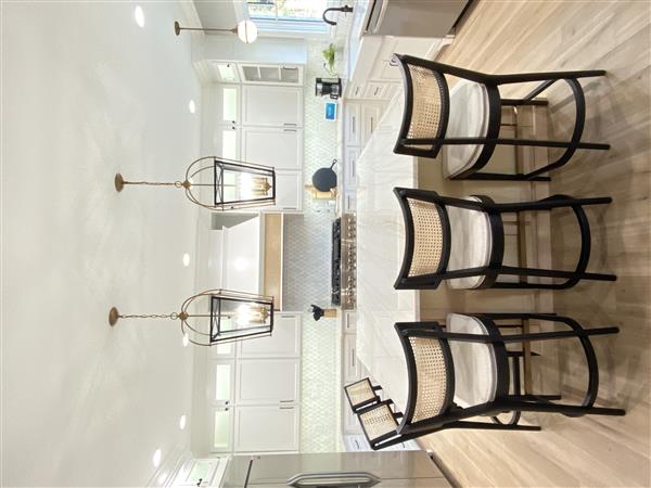 Tina Modern Cream Performance Upholstered Woven Cane Black Wood Counter Stool Image 1