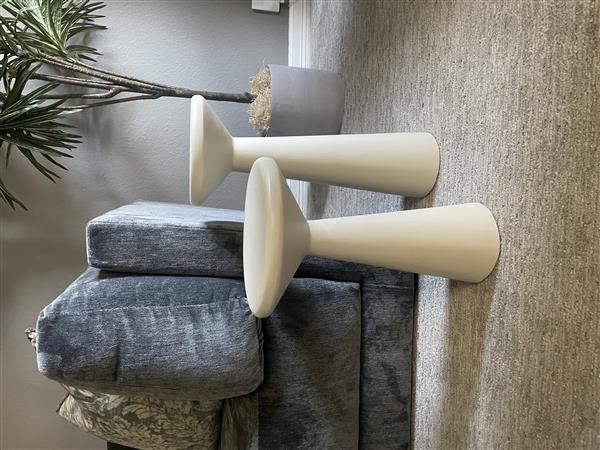 Mika Industrial Bazaar Beige Concrete Pedestal Accent Tables - Set of 2 Image 1