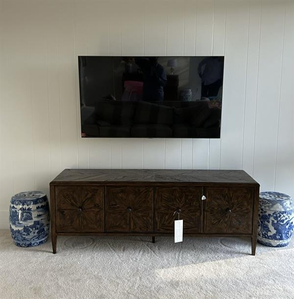 Ayra Mid Century Modern Dusk Brown Oak Wood Media Console Image 1