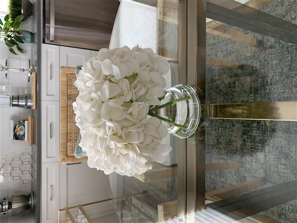 John-Richard Real Touch Hydrangeas French Concave Vase Faux Floral Arrangement Image 1