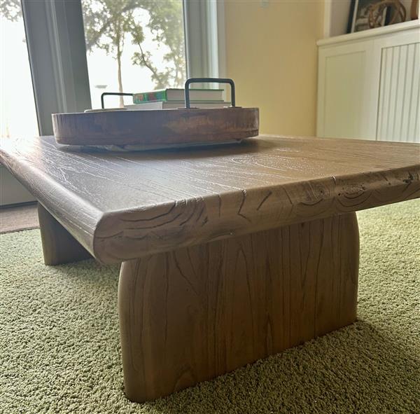 Suriya Rustic Lodge Brown Wood Rectangular Coffee Table Image 1