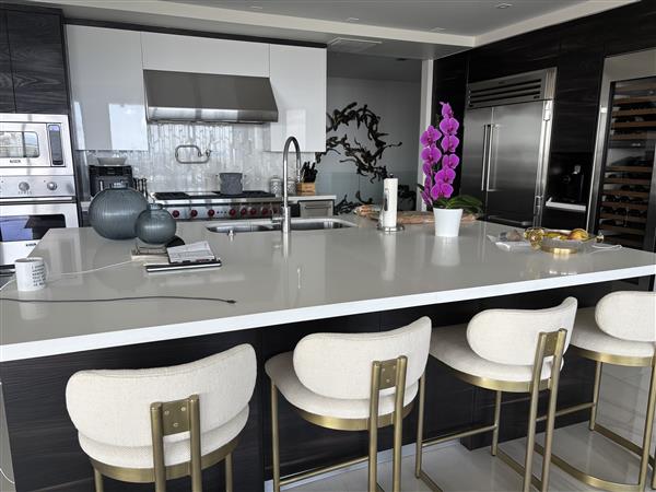 Freya Modern Classic White Upholstered Antique Brass Counter Stool Image 1