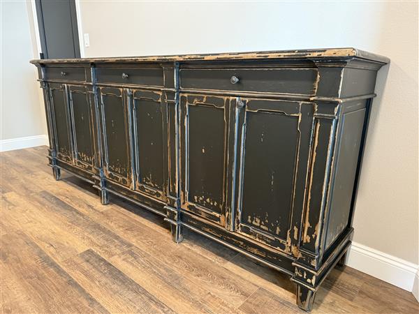 Marjorie French Country Black Pine Wood Sideboard Image 1